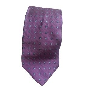 Brooks Brothers Tie Mens Purple Silk Geometric Square Pattern Made USA Neckwear